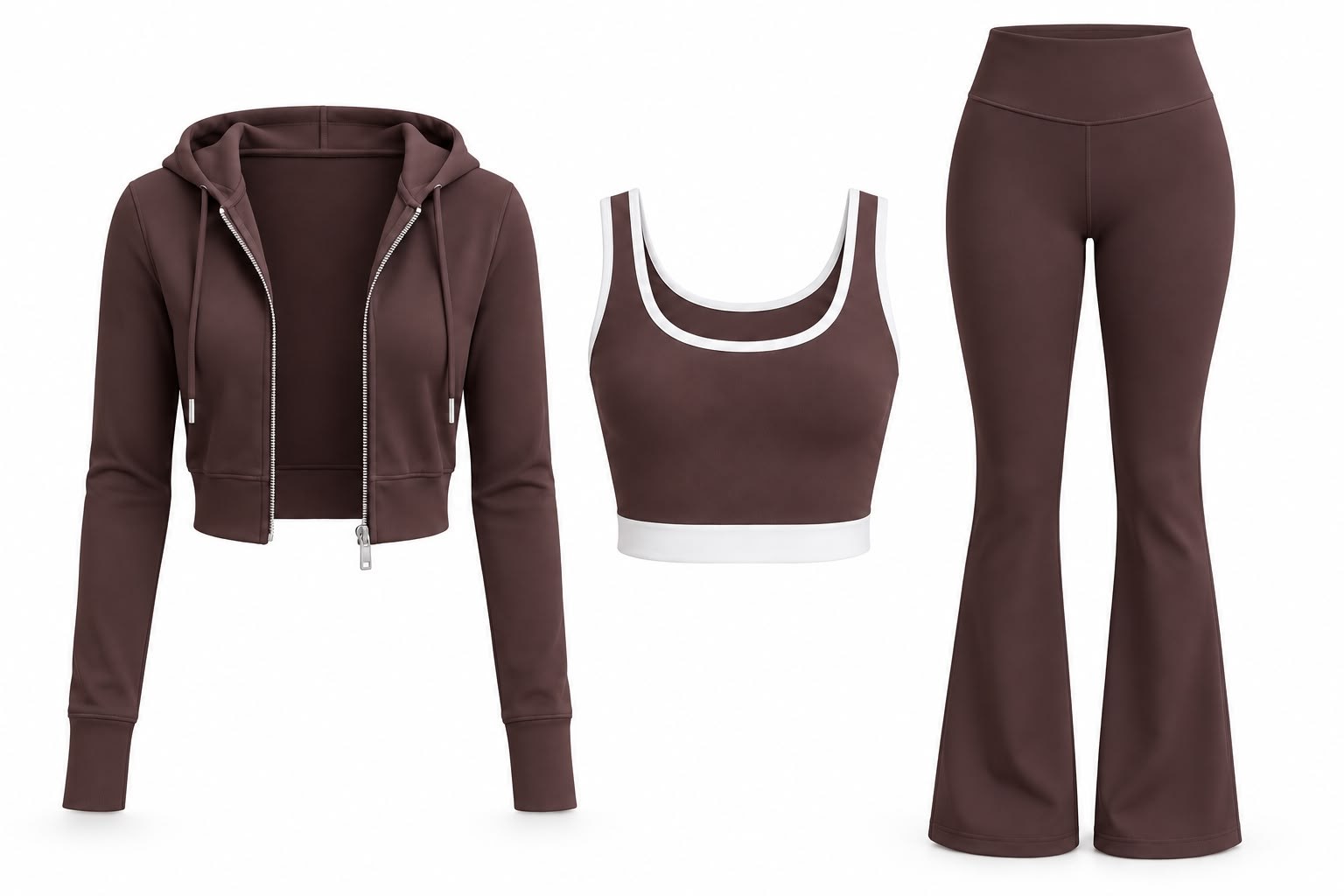 ROSLİN KAHVE KAPÜŞONLU SWEAT CROP TAYT TAKIM