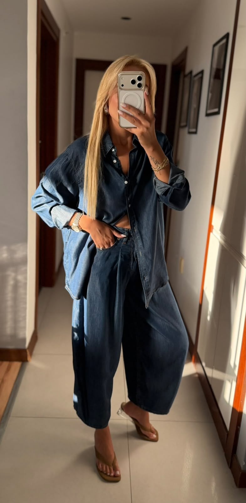 SARAH MAVİ DENİM BALON PANTOLON