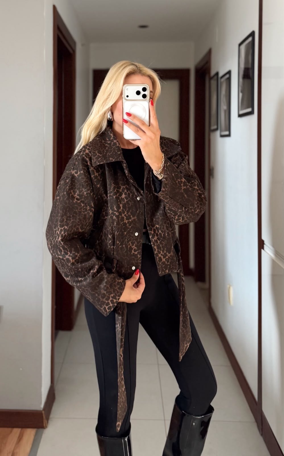 SELİNA LEOPAR DESEN GABARDİN CEKET