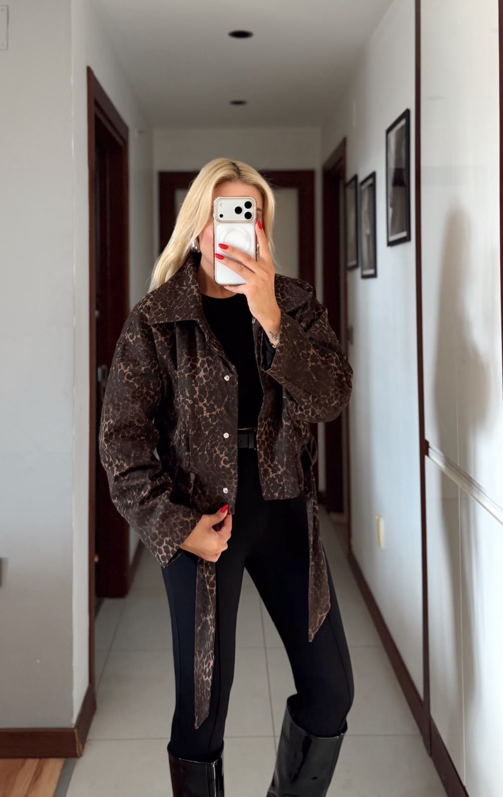 SELİNA LEOPAR DESEN GABARDİN CEKET