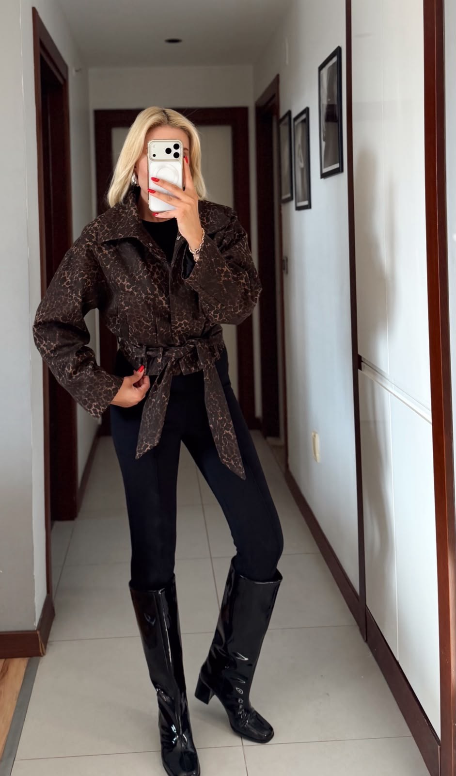 SELİNA LEOPAR DESEN GABARDİN CEKET