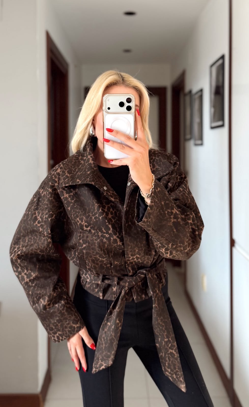 SELİNA LEOPAR DESEN GABARDİN CEKET
