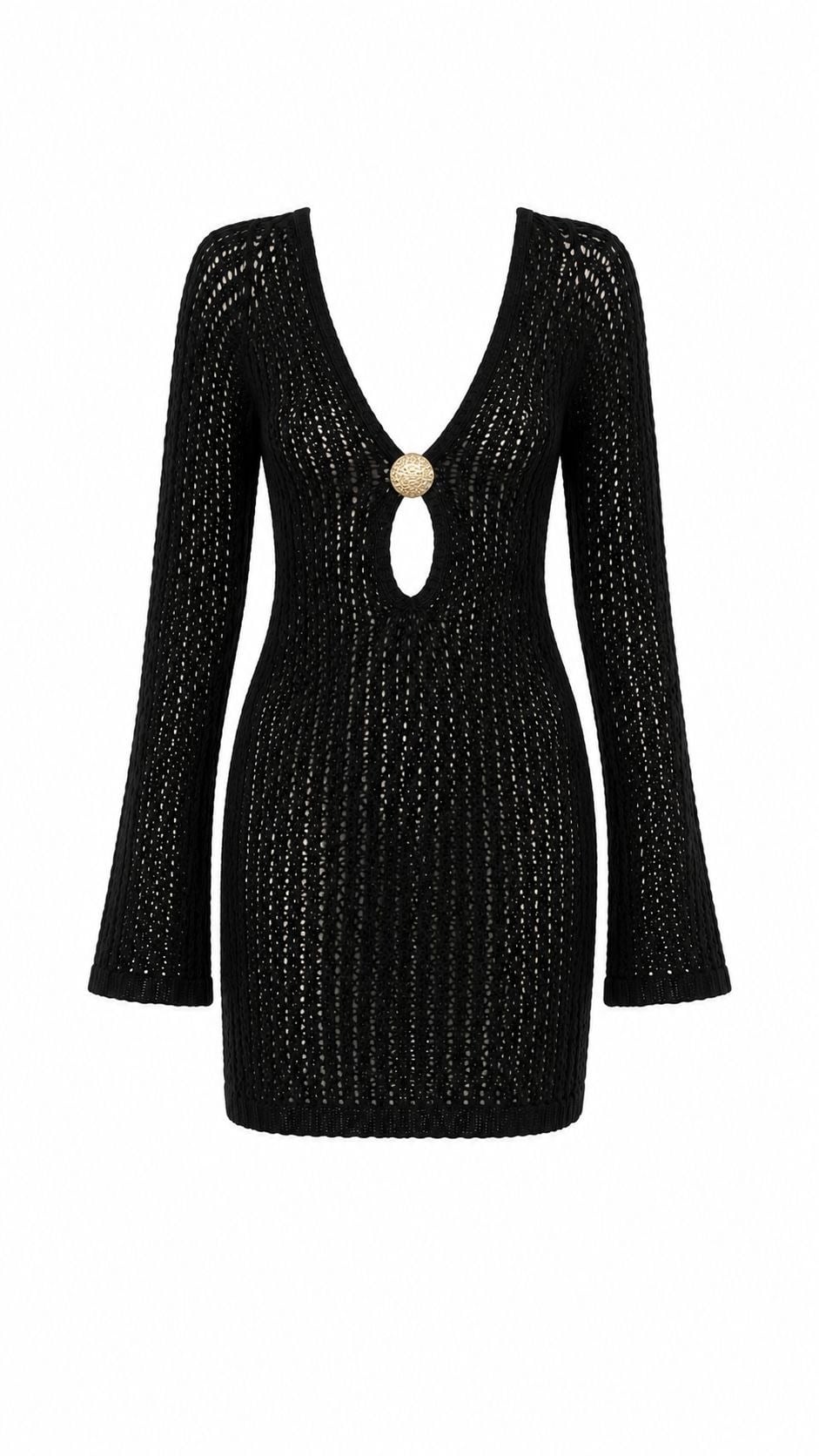 SİYAH BÜYÜK GOLD TOKALI BEACHWEAR ELBİSE