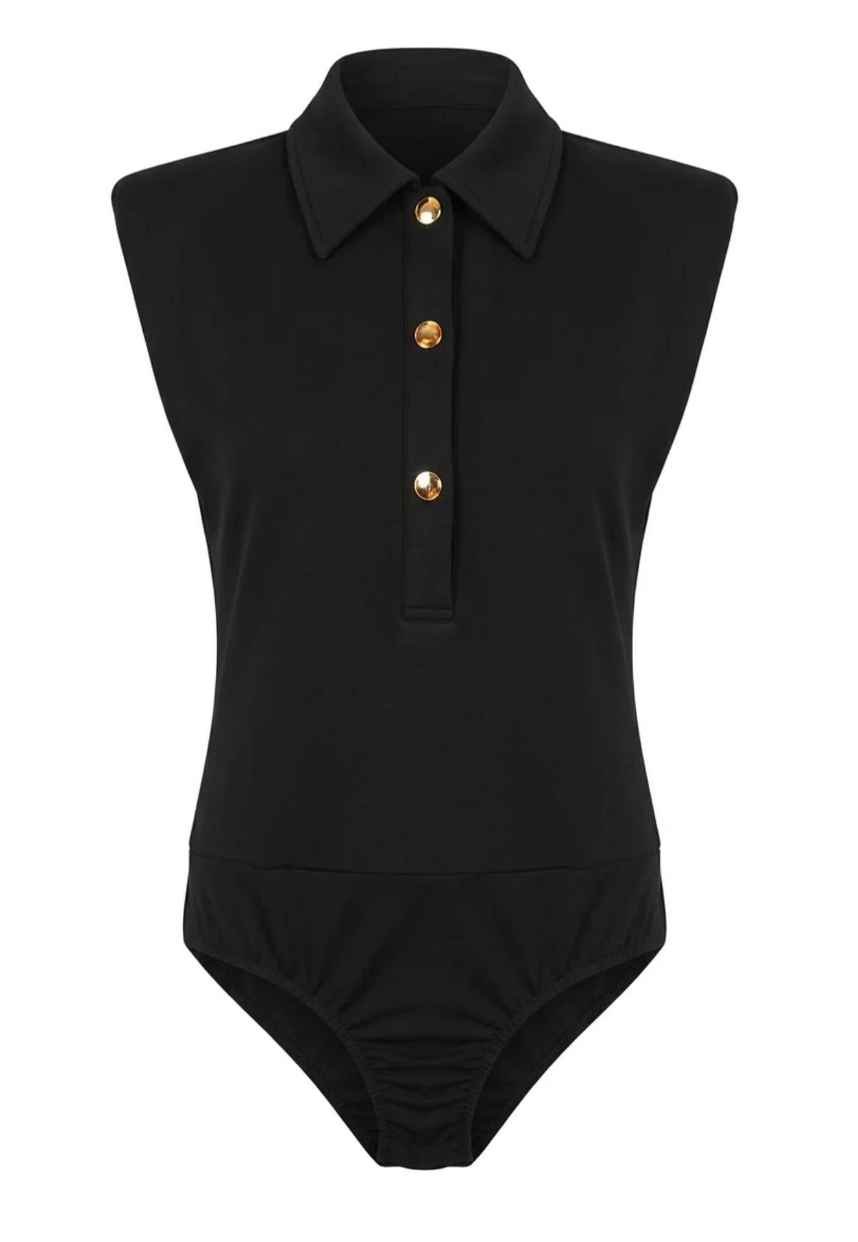 SİYAH POLO YAKA BODYDSUİT