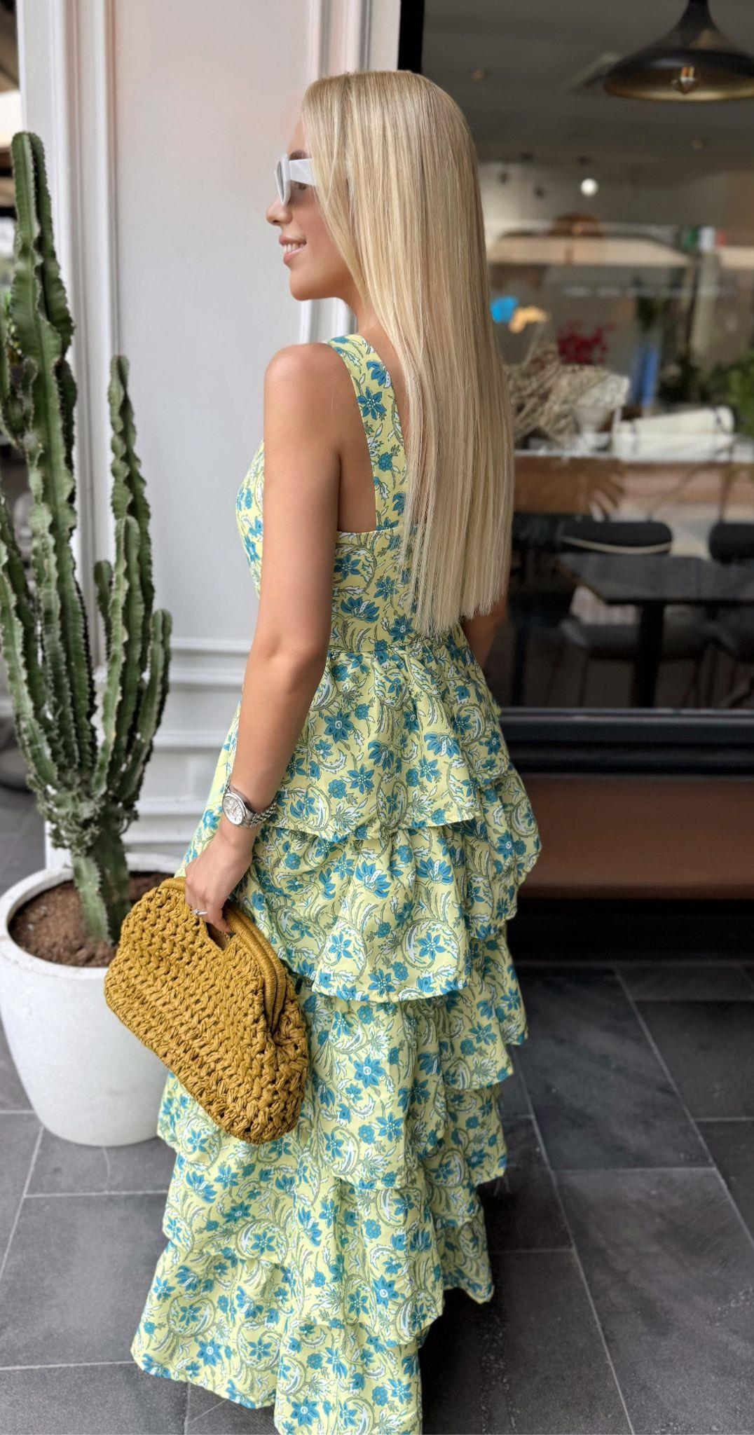 TASARIM KAT KAT KALIN ASKILI ELBİSE