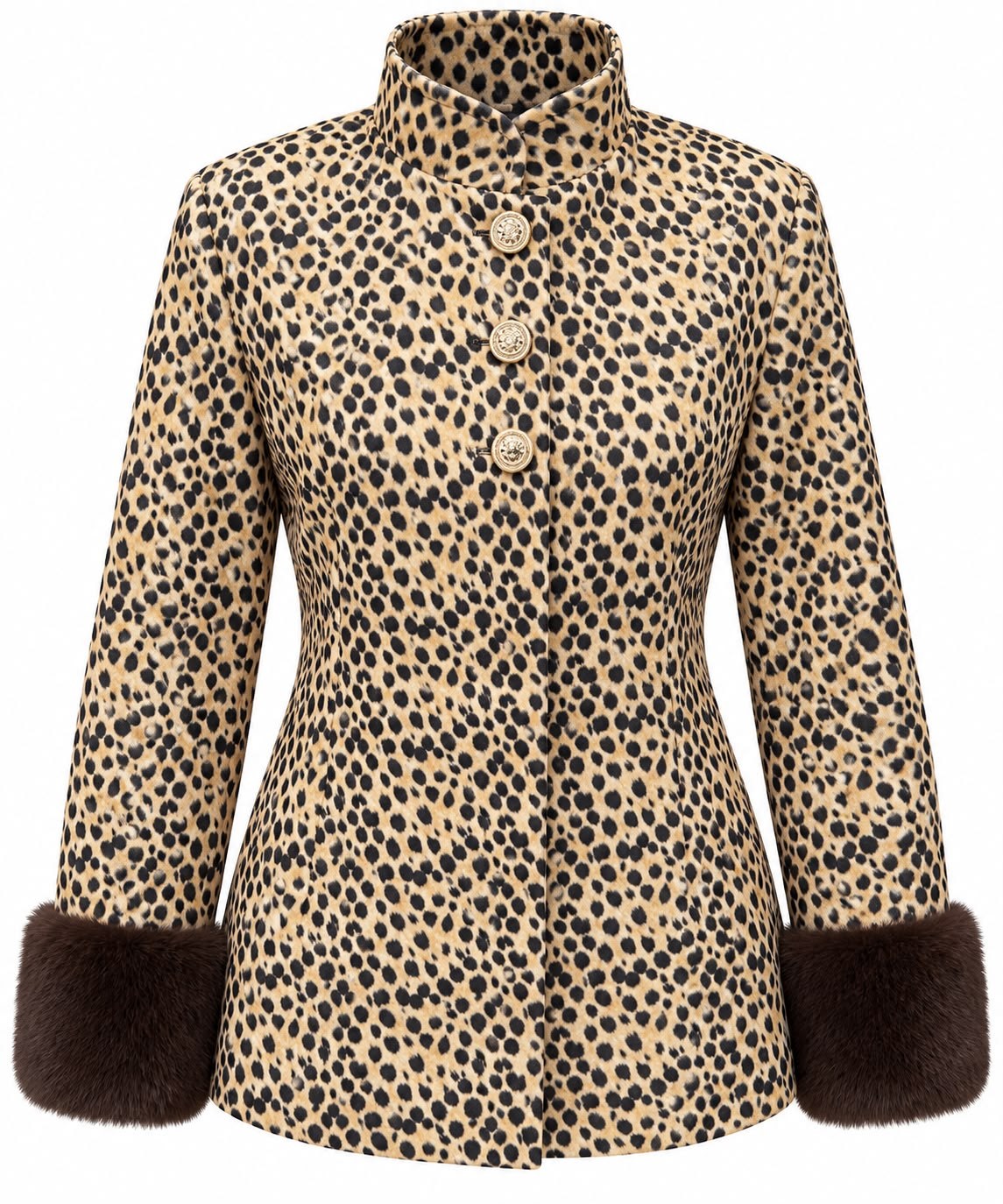 TEONA LEOPAR DESEN KOLLARI PELUŞ DETAYLI CEKET