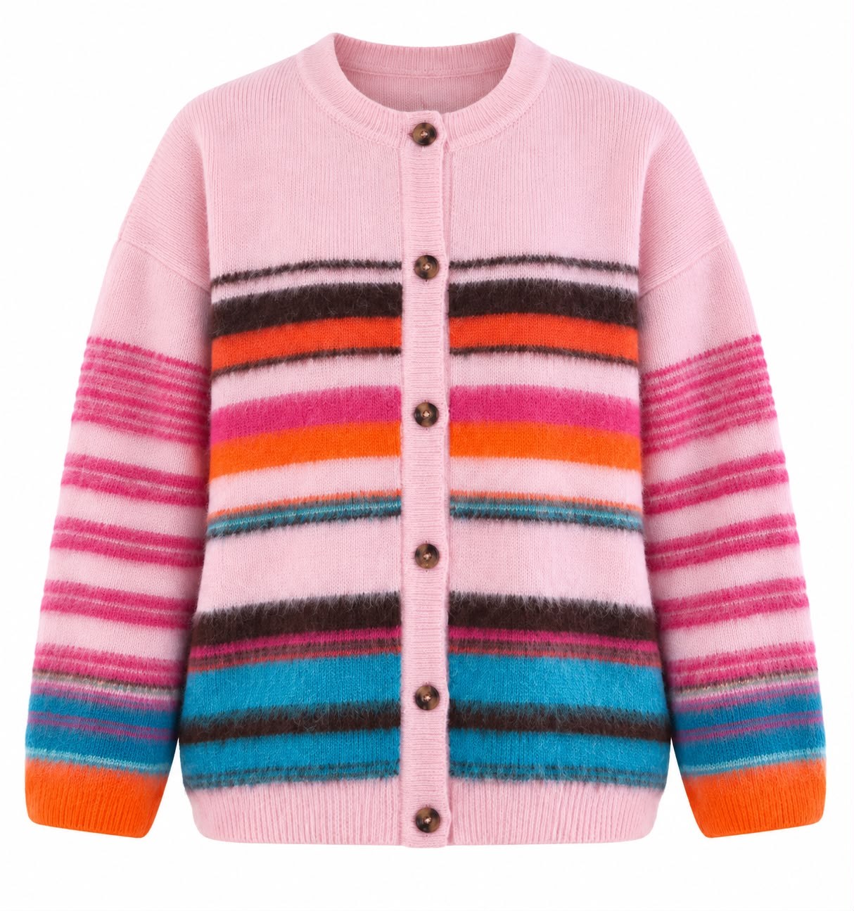 VELLY PEMBE ÇİZGİLİ YUMUŞAK DOKULU HIRKA