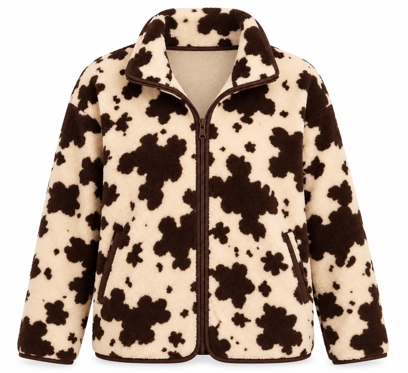 WOLEN KAHVE DESENLİ POLAR HIRKA