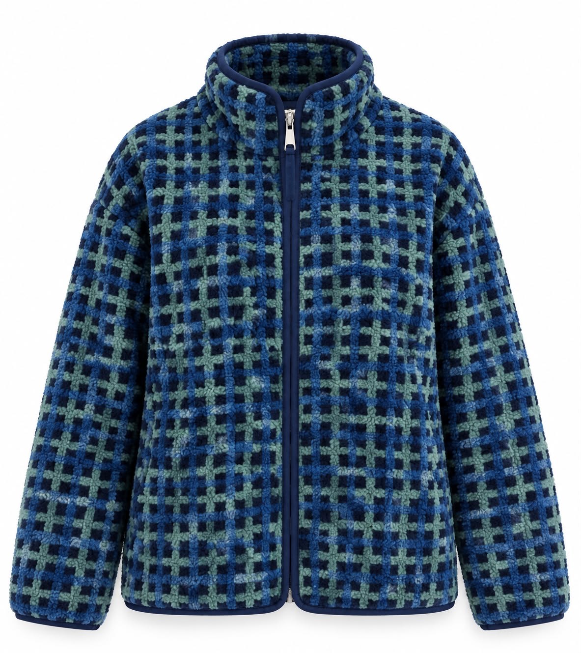 WOLEN MAVİ DESENLİ POLAR HIRKA