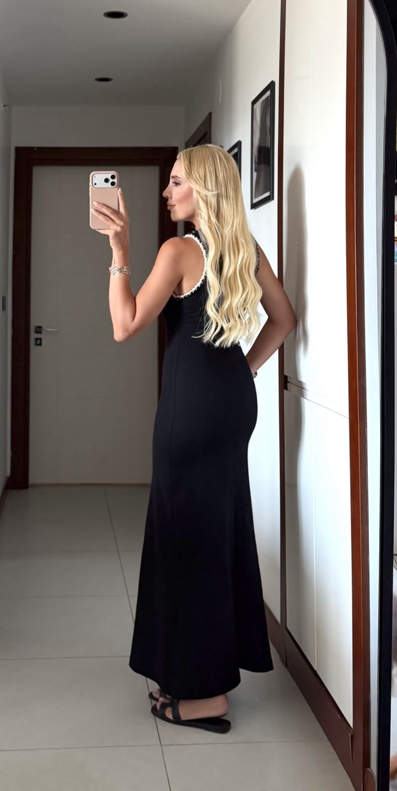 YAKA ÖRGÜ DETAYLI ELBİSE