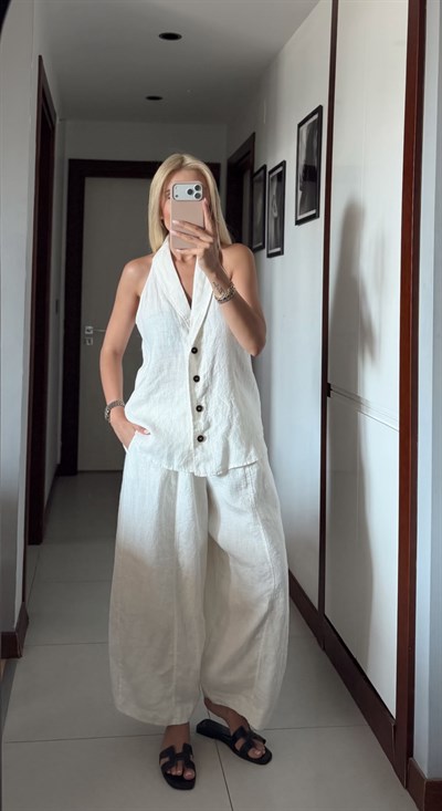 %100 KETEN YELEK PANTOLON TAKIM