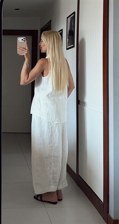 %100 KETEN YELEK PANTOLON TAKIM