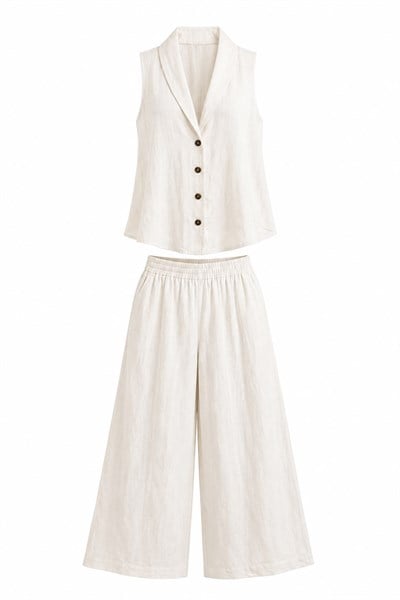 %100 KETEN YELEK PANTOLON TAKIM
