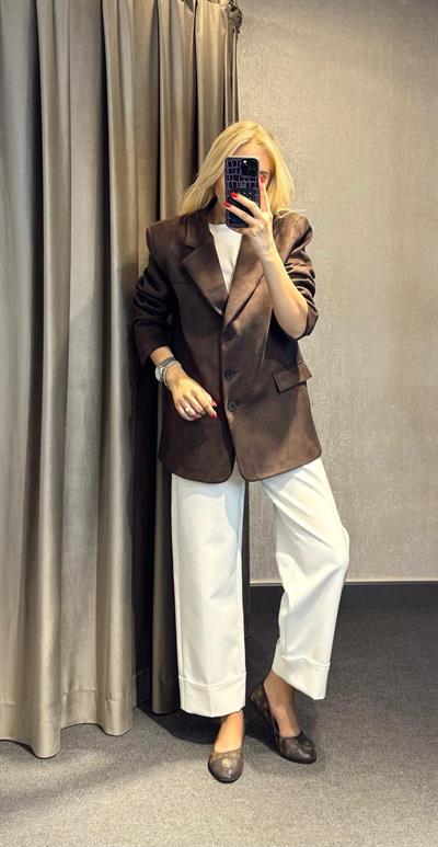 3 DÜĞMELİ SÜET CEKET ACI KAHVE