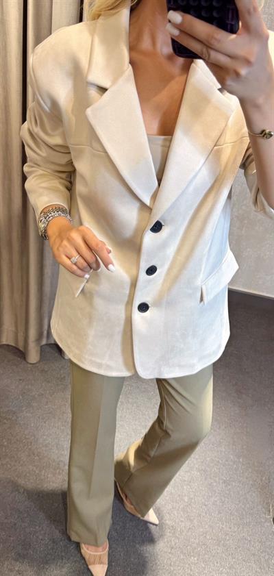 3 DÜĞMELİ SÜET CEKET TAŞ