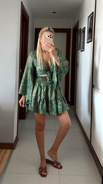 ALEXA HİNT İPEK BLUZ ETEK TAKIM