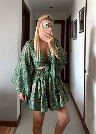 ALEXA HİNT İPEK BLUZ ETEK TAKIM