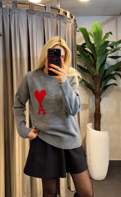 AMİ BASKILI KAZAK GRİ