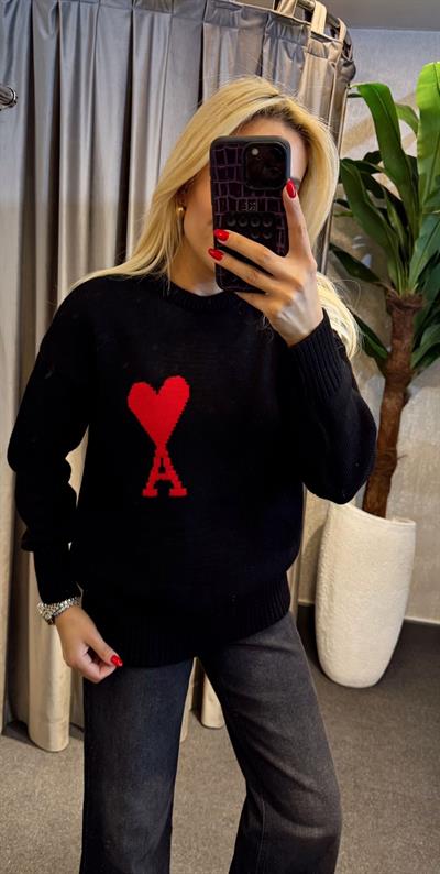 AMİ BASKILI KAZAK SİYAH