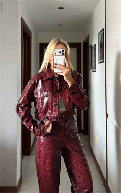 AMORA BORDO KROKODİL KUMAŞ DÜĞMELİ CEKET