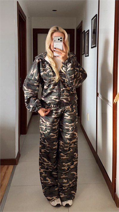 ANİCA YEŞİL KAMUFLAJ CEKET PANTOLON TAKIM 