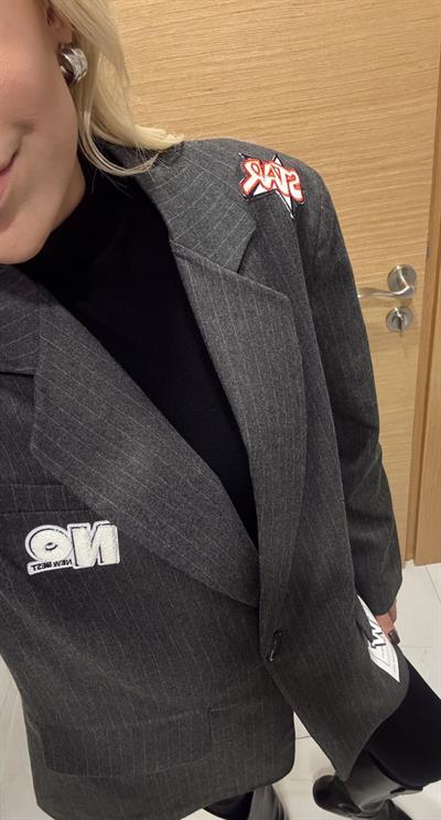 ARMA DETAYLI ÇİZGİLİ BLAZER CEKET ANTRASİT