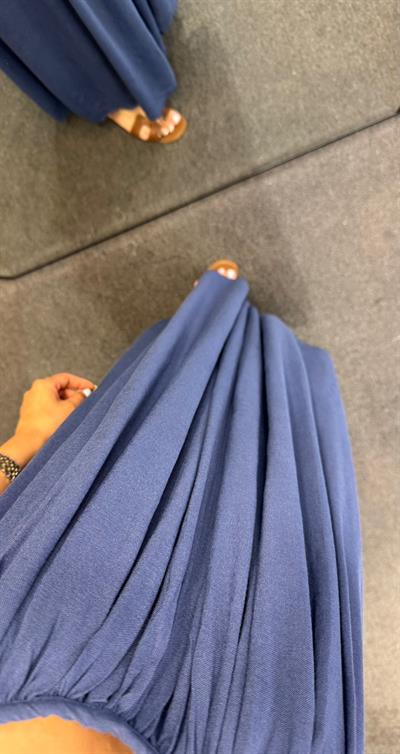 ASKILI ASTARLI GENİŞ KESİM RAHAT ELBİSE LACİVERT