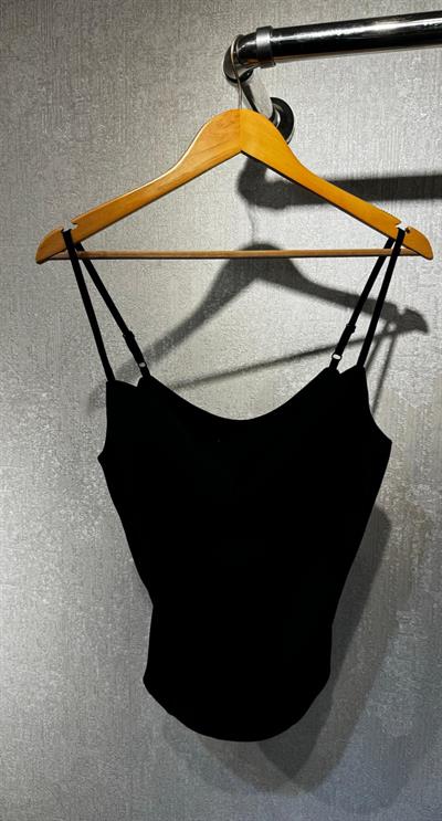 ASKILI SATEN BLUZ SİYAH