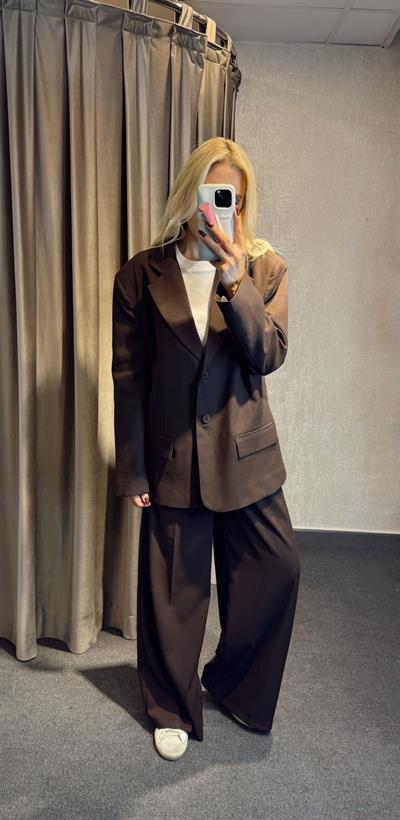 ASTARLI 2 DÜĞMELİ BLAZER CEKET KAHVE