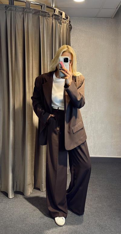 ASTARLI 2 DÜĞMELİ BLAZER CEKET KAHVE