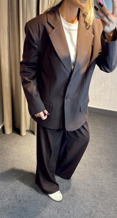 ASTARLI 2 DÜĞMELİ BLAZER CEKET KAHVE