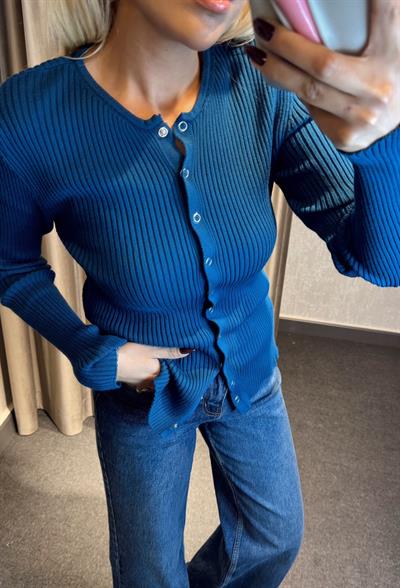 BALIKÇI YAKA TRİKO İKİLİ TAKIM MAVİ