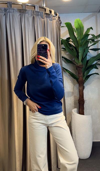 BALIKÇI YAKA TRİKO LACİVERT