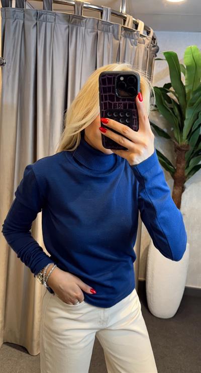 BALIKÇI YAKA TRİKO LACİVERT