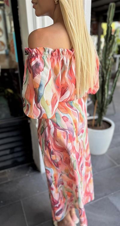 BALON KOL CROP BLUZ ÇAN ETEK TAKIM TURUNCU