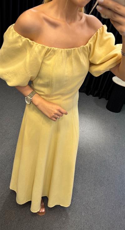 BALON KOL MAXİ BOY ELBİSE SARI