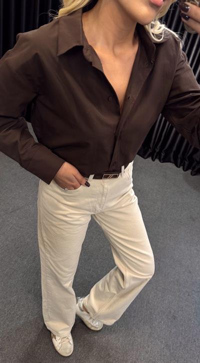 BASİC POPLİN GÖMLEK KAHVE