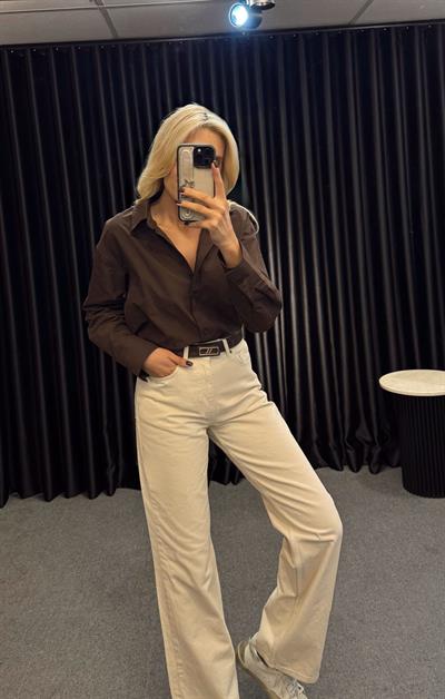 BASİC POPLİN GÖMLEK KAHVE