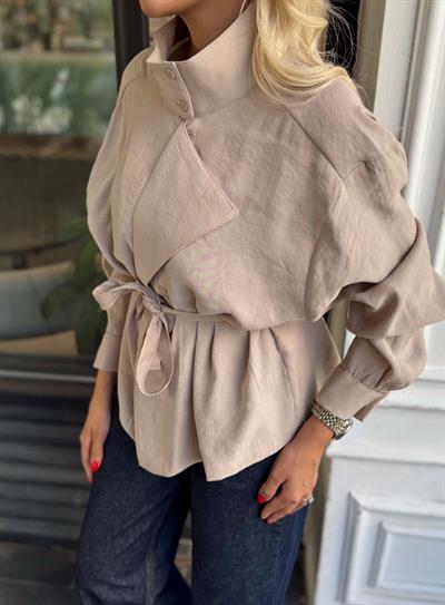 BEJ BELDEN BAĞLAMALI GÖMLEK CEKET