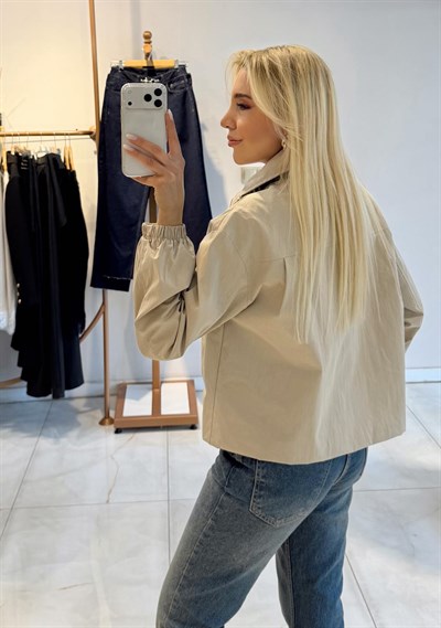 BEJ DİK YAKA BOMBER CEKET