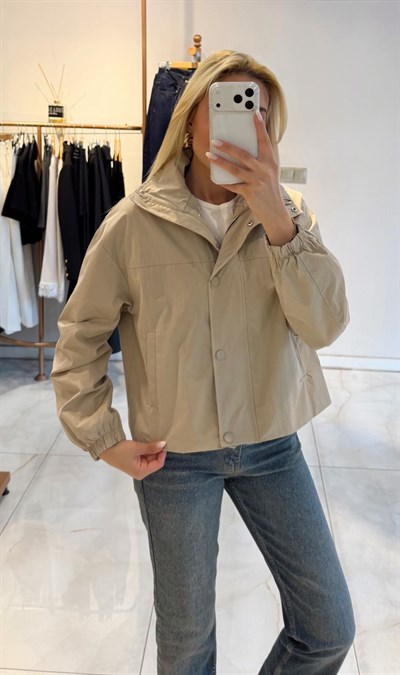 BEJ DİK YAKA BOMBER CEKET