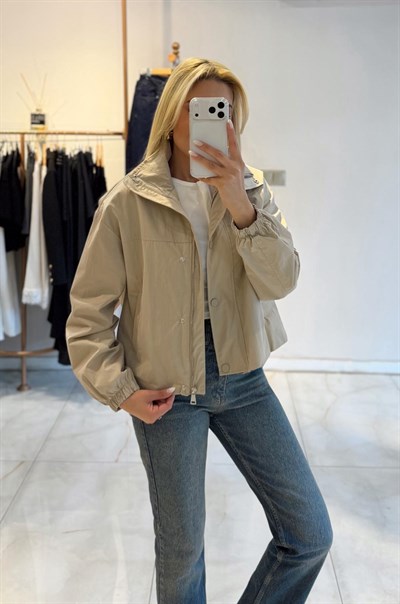 BEJ DİK YAKA BOMBER CEKET