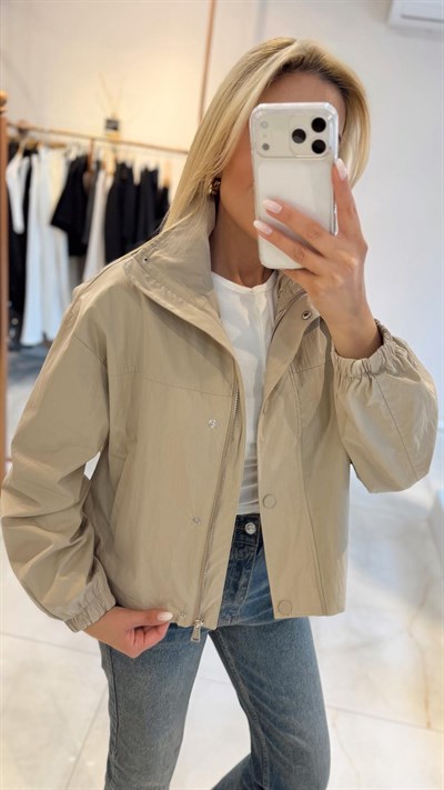 BEJ DİK YAKA BOMBER CEKET