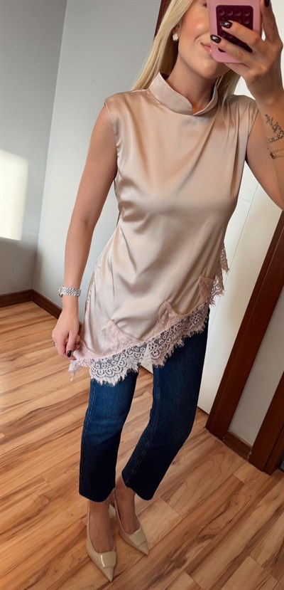 BEJ KOLSUZ DANTEL BLUZ