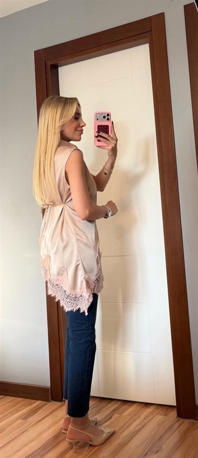 BEJ KOLSUZ DANTEL BLUZ