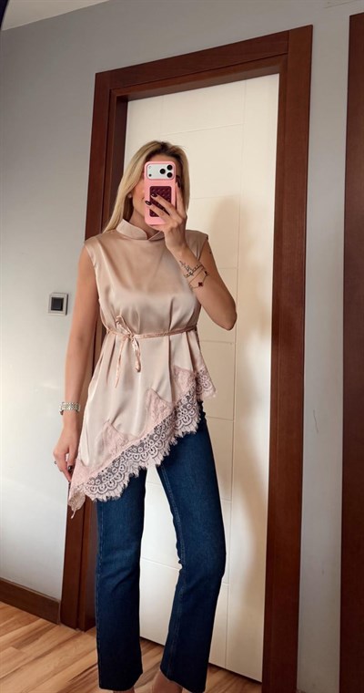 BEJ KOLSUZ DANTEL BLUZ