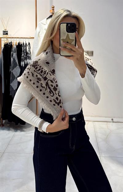 BEJ KÜÇÜK BOY DESENLİ TRİKO ŞAL