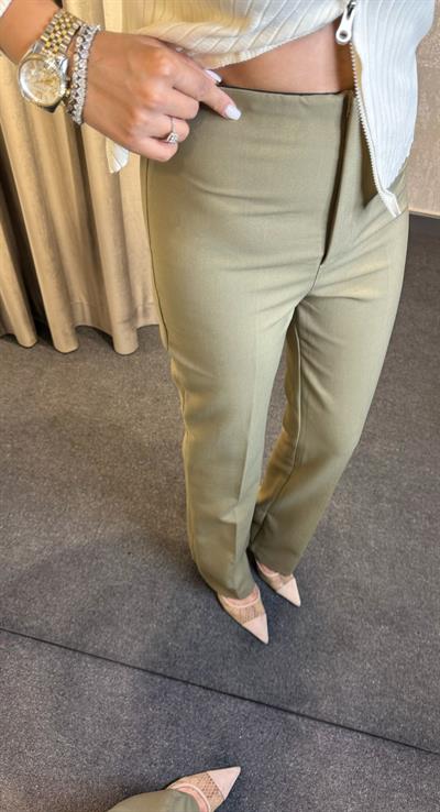 BELDEN LASTİKLİ FERMUARLI İSPANYOL PANTOLON HAKİ