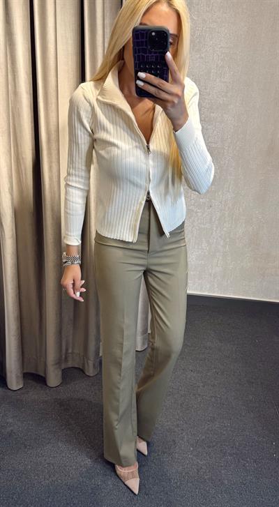 BELDEN LASTİKLİ FERMUARLI İSPANYOL PANTOLON HAKİ