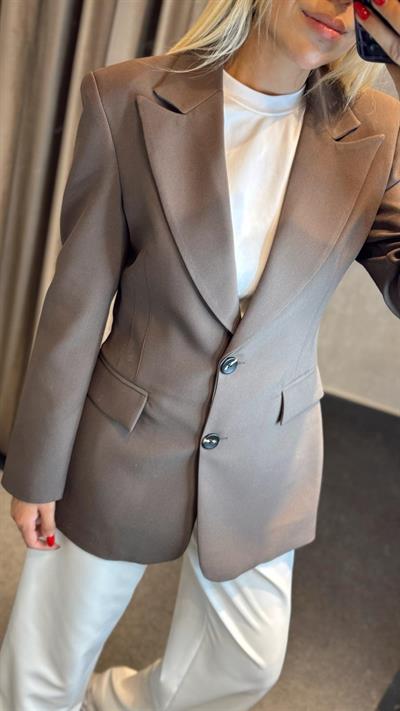 BELDEN OTURTMALI ATLAS KUMAŞ CEKET VİZON